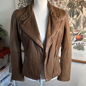 MICHAEL Michael Kors Tan Leather Jacket XS